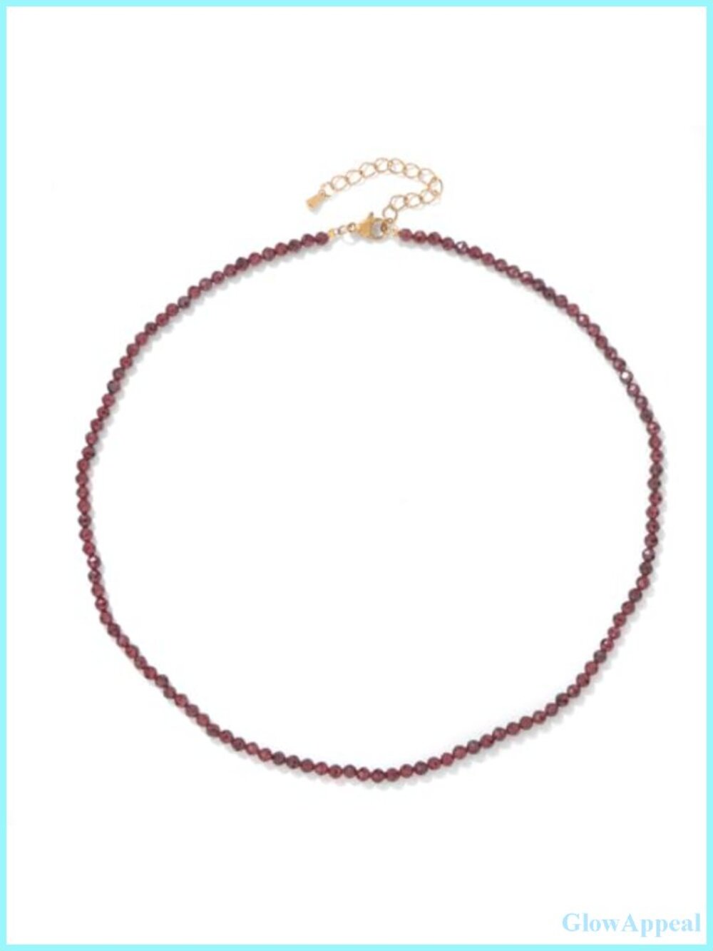 3mm Natural Garnet Crystal Beaded Choker Necklace Gold Plated Stainless Steel